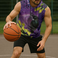 New Zealand Tui Bird Matariki Sleeveless Hoodie Kowhai Flower Silver Fern Galaxy Maori Pattern
