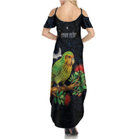New Zealand Kakapo Matariki Personalised Family Matching Summer Maxi Dress and Hawaiian Shirt Pohutukawa Flower Galaxy Maori Pattern