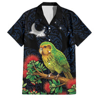 New Zealand Kakapo Matariki Personalised Hawaiian Shirt Pohutukawa Flower Galaxy Maori Pattern