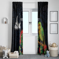 New Zealand Kakapo Matariki Personalised Window Curtain Pohutukawa Flower Galaxy Maori Pattern LT22 - Polynesian Pride