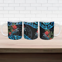 Tui Bird Kakabeak New Zealand Ceramic Mug Clianthus Galaxy Maori Koru Pattern LT22 - Polynesian Pride