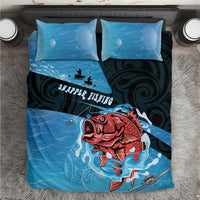 Snapper Fishing New Zealand Bedding Set Tamure Fish Hook Maori Pattern