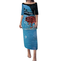 Personalised Snapper Fishing New Zealand Family Matching Puletasi and Hawaiian Shirt Tamure Fish Hook Maori Pattern