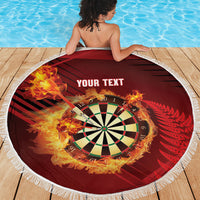 Personalised Darts New Zealand Beach Blanket Silver Fern Red Color