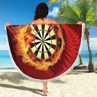 Personalised Darts New Zealand Beach Blanket Silver Fern Red Color