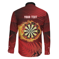 Personalised Darts New Zealand Family Matching Long Sleeve Bodycon Dress and Hawaiian Shirt Silver Fern Red Color LT22 - Polynesian Pride