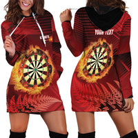 Personalised Darts New Zealand Hoodie Dress Silver Fern Red Color
