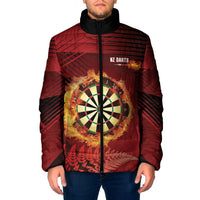 Personalised Darts New Zealand Padded Jacket Silver Fern Red Color LT22 Men Red - Polynesian Pride