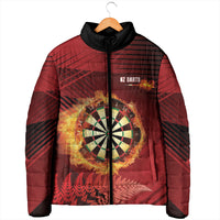 Personalised Darts New Zealand Padded Jacket Silver Fern Red Color LT22 - Polynesian Pride