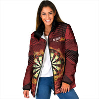 Personalised Darts New Zealand Padded Jacket Silver Fern Red Color LT22 Women Red - Polynesian Pride