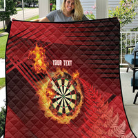 Personalised Darts New Zealand Quilt Silver Fern Red Color