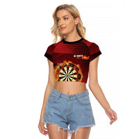 Personalised Darts New Zealand Raglan Cropped T Shirt Silver Fern Red Color LT22 Female Red - Polynesian Pride