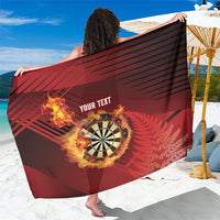 Personalised Darts New Zealand Sarong Silver Fern Red Color LT22 One Size 44 x 66 inches Red - Polynesian Pride