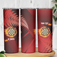 Personalised Darts New Zealand Skinny Tumbler Silver Fern Red Color