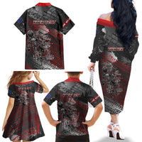 Personalised Cycling New Zealand Family Matching Off The Shoulder Long Sleeve Dress and Hawaiian Shirt Aotearoa Pride Sportswear LT22 - Polynesian Pride