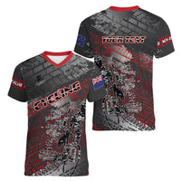 Personalised Cycling New Zealand Women V-Neck T-Shirt Aotearoa Pride Sportswear