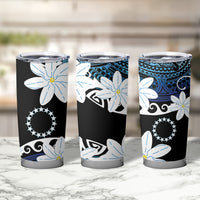 Cook Islands Maori Language Week Tumbler Cup Tiare Maori Kuki Airani Blue Pattern
