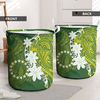Cook Islands Maori Language Week Laundry Basket Tiare Maori Kuki Airani Green Pattern