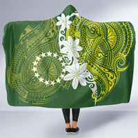 Cook Islands Maori Language Week Hooded Blanket Tiare Maori Kuki Airani Green Pattern