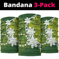 Cook Islands Maori Language Week Neck Gaiter Tiare Maori Kuki Airani Green Pattern