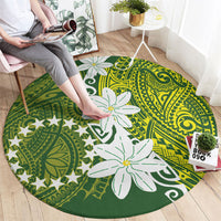 Cook Islands Maori Language Week Round Carpet Tiare Maori Kuki Airani Green Pattern