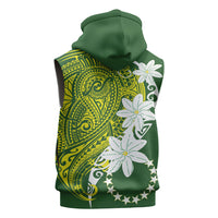 Cook Islands Maori Language Week Sleeveless Hoodie Tiare Maori Kuki Airani Green Pattern