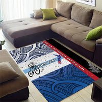 Personalised Cycling New Zealand Area Rug Aotearoa Map Fern Maori Pattern LT22 - Polynesian Pride