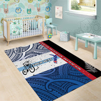 Personalised Cycling New Zealand Area Rug Aotearoa Map Fern Maori Pattern LT22 - Polynesian Pride