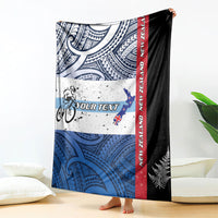 Personalised Cycling New Zealand Blanket Aotearoa Map Fern Maori Pattern