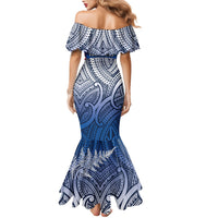 Personalised Cycling New Zealand Family Matching Mermaid Dress and Hawaiian Shirt Aotearoa Map Fern Maori Pattern LT22 - Polynesian Pride