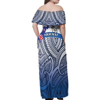 Personalised Cycling New Zealand Family Matching Off Shoulder Maxi Dress and Hawaiian Shirt Aotearoa Map Fern Maori Pattern