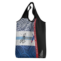 Personalised Cycling New Zealand Grocery Bag Aotearoa Map Fern Maori Pattern