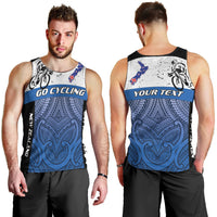 Personalised Cycling New Zealand Men Tank Top Aotearoa Map Fern Maori Pattern