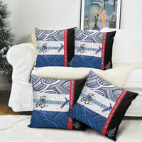 Personalised Cycling New Zealand Pillow Cover Aotearoa Map Fern Maori Pattern