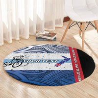 Personalised Cycling New Zealand Round Carpet Aotearoa Map Fern Maori Pattern LT22 - Polynesian Pride