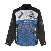 Personalised Cycling New Zealand Women Casual Shirt Aotearoa Map Fern Maori Pattern