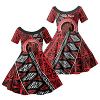 Personalised Tonga Language Week Family Matching Off The Shoulder Long Sleeve Dress and Hawaiian Shirt Heilala Turtle Malo E Lelei