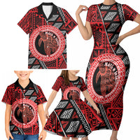 Personalised Tonga Language Week Family Matching Short Sleeve Bodycon Dress and Hawaiian Shirt Heilala Turtle Malo E Lelei