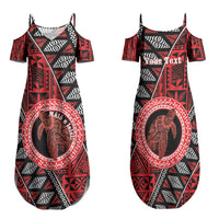 Personalised Tonga Language Week Family Matching Summer Maxi Dress and Hawaiian Shirt Heilala Turtle Malo E Lelei LT22 Mom's Dress Red - Polynesian Pride