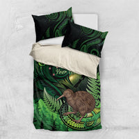 Kiwi New Zealand Personalised Bedding Set Aotearoa Map Silver Fern Koru Pattern