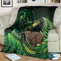 Kiwi New Zealand Personalised Blanket Aotearoa Map Silver Fern Koru Pattern