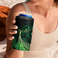 Kiwi New Zealand Personalised 4 in 1 Can Cooler Tumbler Aotearoa Map Silver Fern Koru Pattern