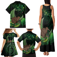 Kiwi New Zealand Personalised Family Matching Tank Maxi Dress and Hawaiian Shirt Aotearoa Map Silver Fern Koru Pattern LT22 - Polynesian Pride