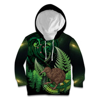 Kiwi New Zealand Personalised Kid Hoodie Aotearoa Map Silver Fern Koru Pattern