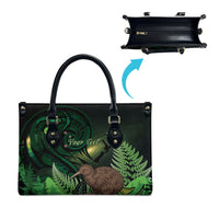 Kiwi New Zealand Personalised Leather Bag Aotearoa Map Silver Fern Koru Pattern