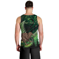Kiwi New Zealand Personalised Men Tank Top Aotearoa Map Silver Fern Koru Pattern LT22 - Polynesian Pride