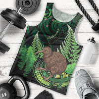 Kiwi New Zealand Personalised Men Tank Top Aotearoa Map Silver Fern Koru Pattern LT22 - Polynesian Pride