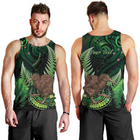 Kiwi New Zealand Personalised Men Tank Top Aotearoa Map Silver Fern Koru Pattern LT22 - Polynesian Pride