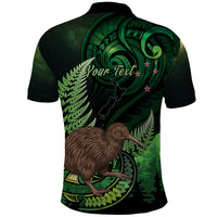 Kiwi New Zealand Personalised Polo Shirt Aotearoa Map Silver Fern Koru Pattern
