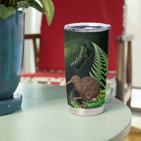 Kiwi New Zealand Personalised Tumbler Cup Aotearoa Map Silver Fern Koru Pattern